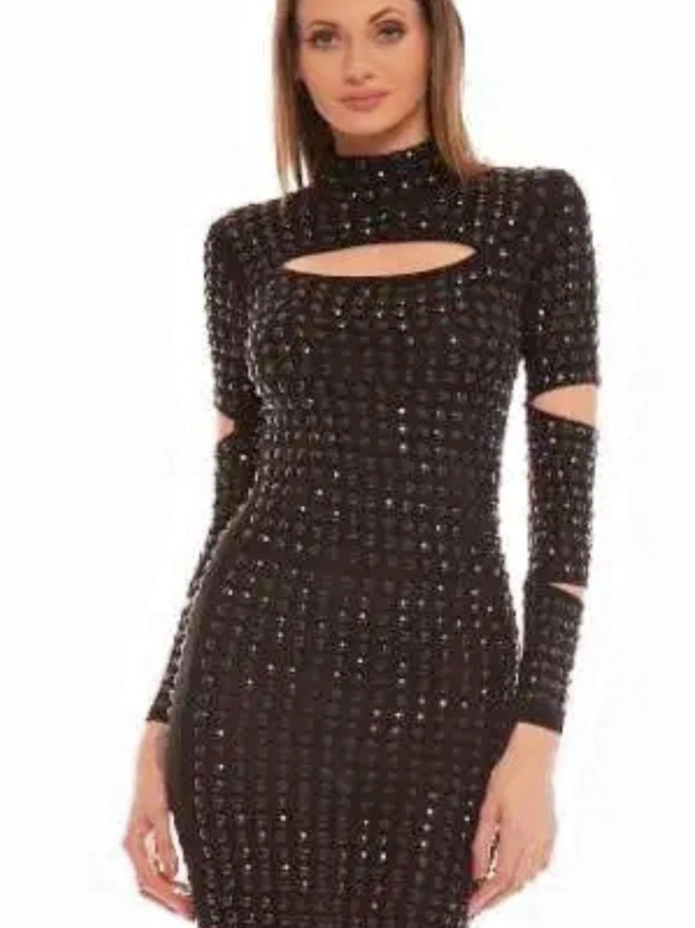 Black Cutout Studded Mini Dress Like New